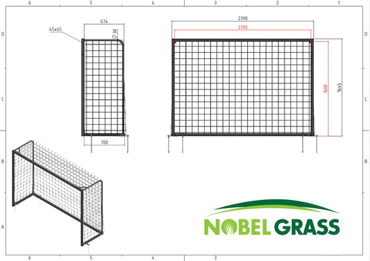 Mini voetbaldoel 239 x 165 x 75 cm